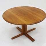 Vintage Danish round extendable dining table solid teak 1960s