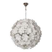 Lustre Sputnik contemporain en verre de Murano Lotus blanc