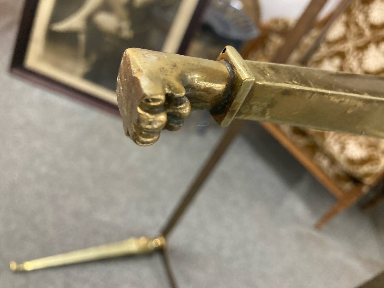 NIII style coffee table brass and travertine