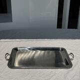 Classic silver tray with pearl stripe frieze
