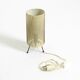Original 1950s brass tripod table lamp with a perforated metal lampshade