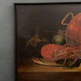 Oil on canvas still life with lobster early 20th century