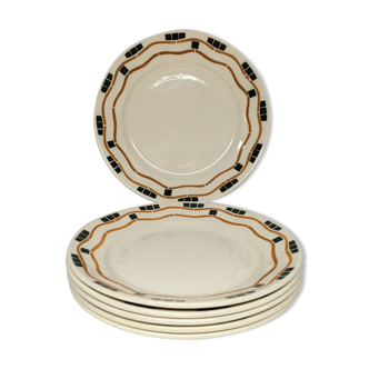 Lot de 6 Assiettes Plates Vintage « Badonviller - modèle Yvonne »
