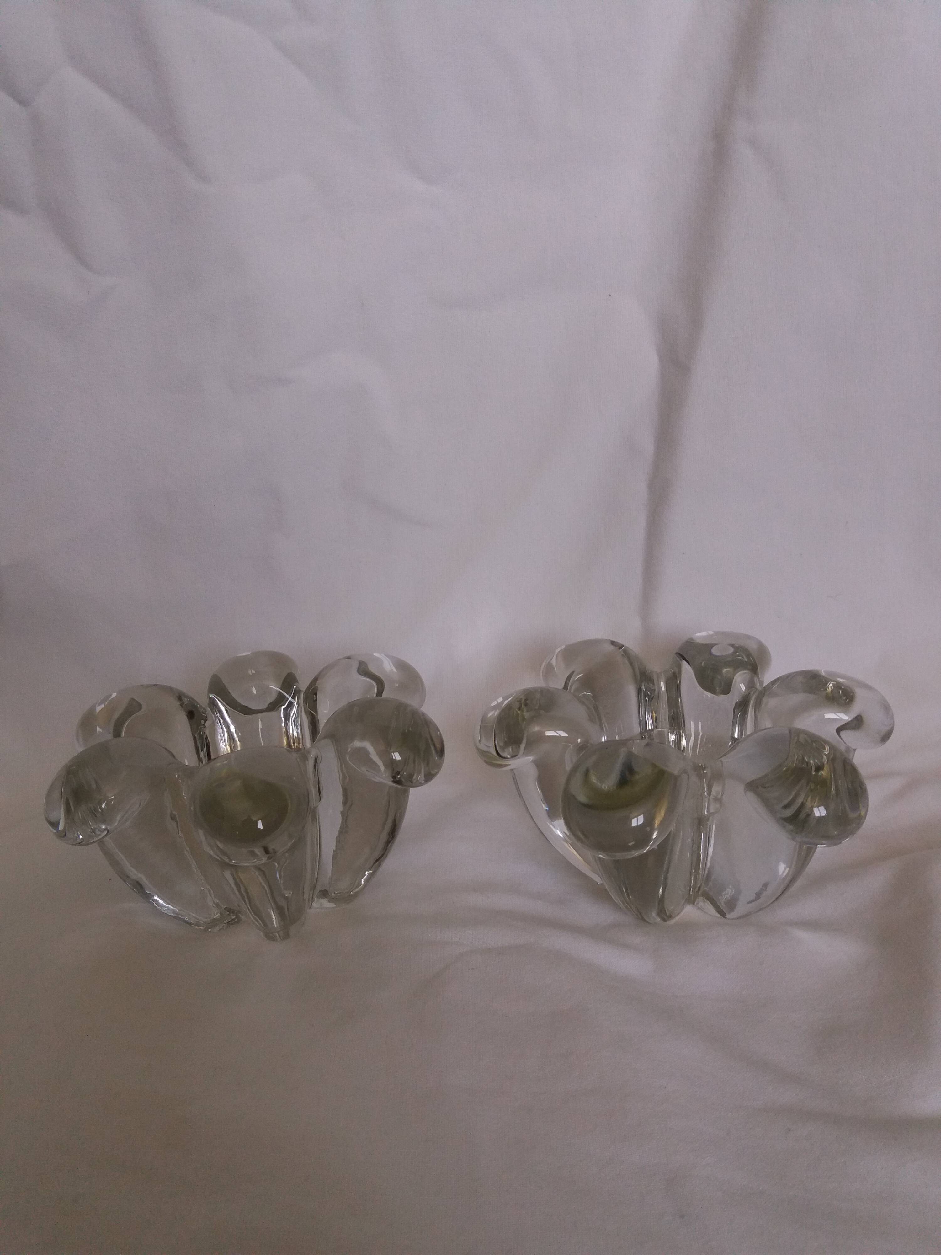 Glass or crystal flower candle holders