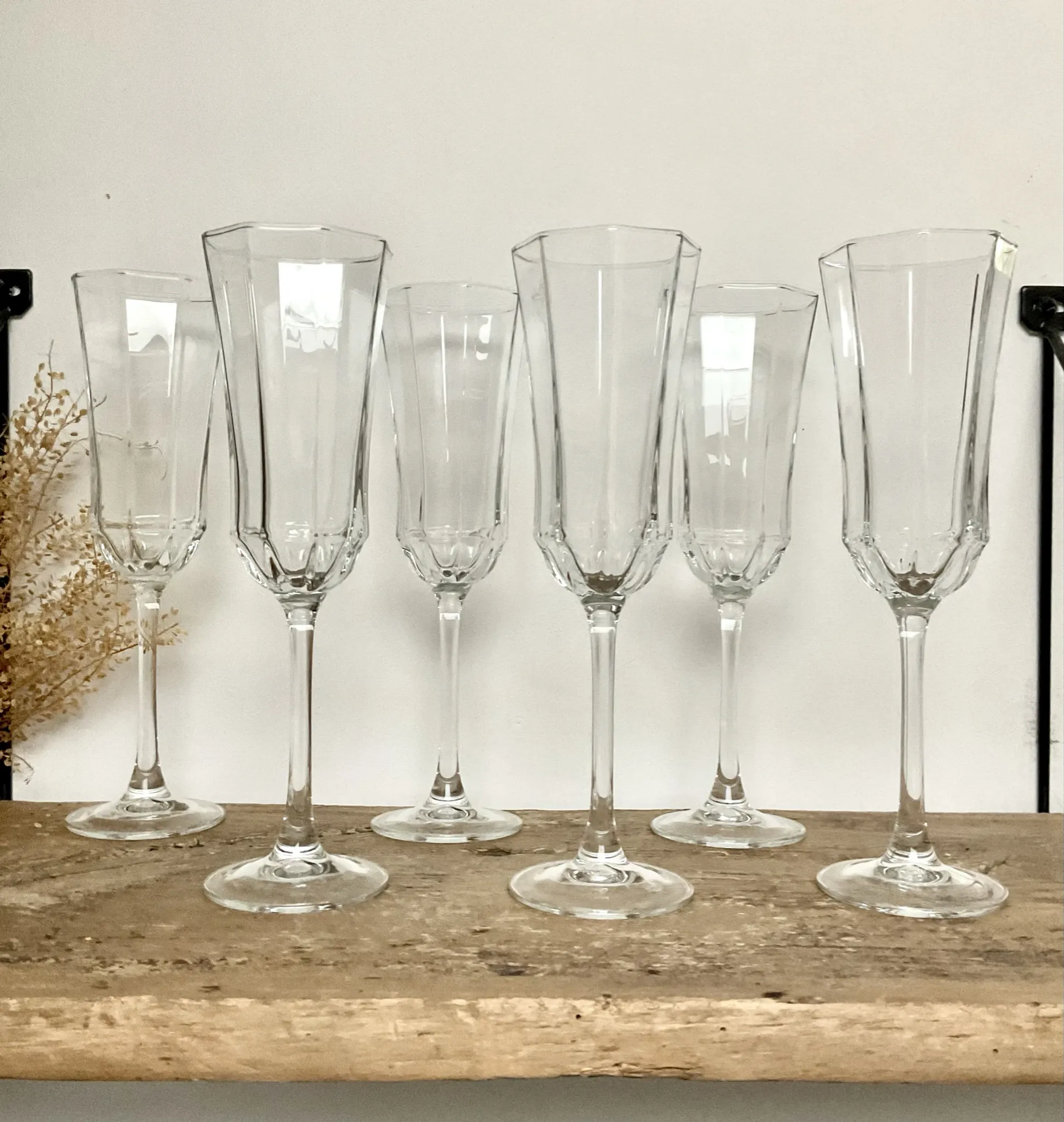 6 Vintage Octime Luminarc Champagne Flutes