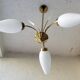 60's opaline and brass chandelier