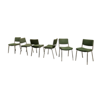 Series of 6 chrome chairs 1970s