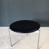 Midcentury Modern Leather Tripod Stool by Uno & Östen Kristiansson for Luxus, Sweden, 1960s