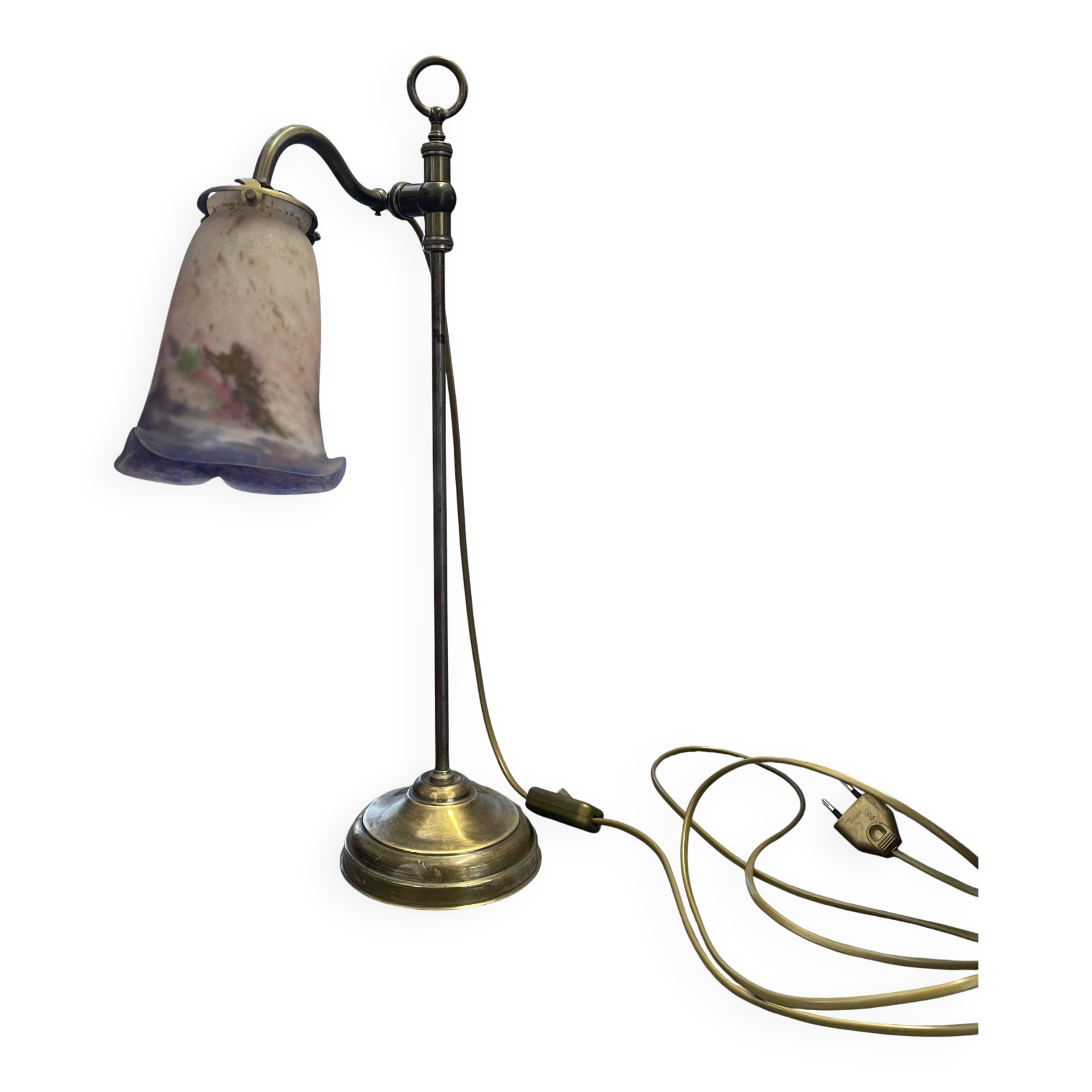 brass lamp that raises and lowers