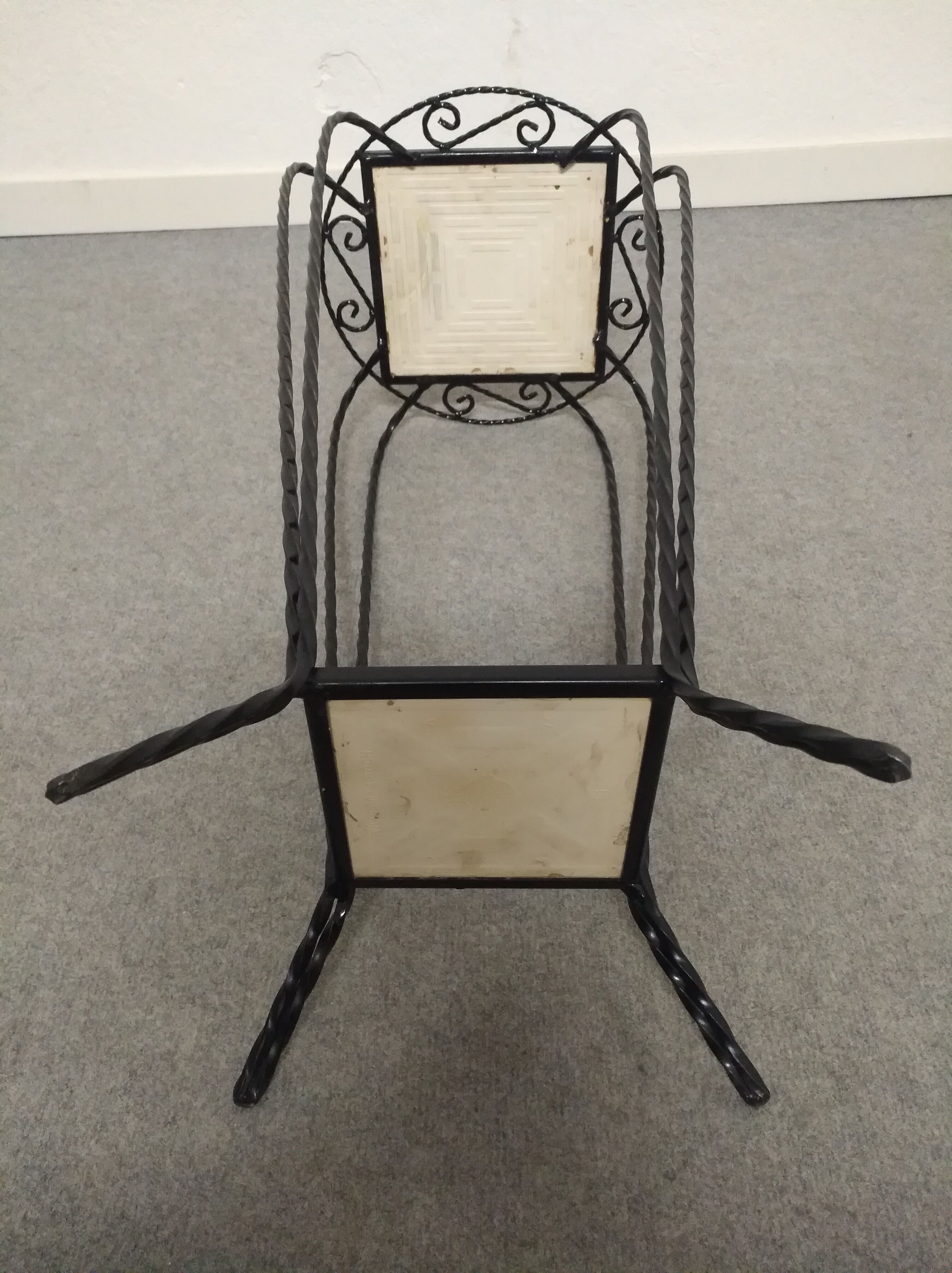 Vallauris wrought iron and ceramic side table