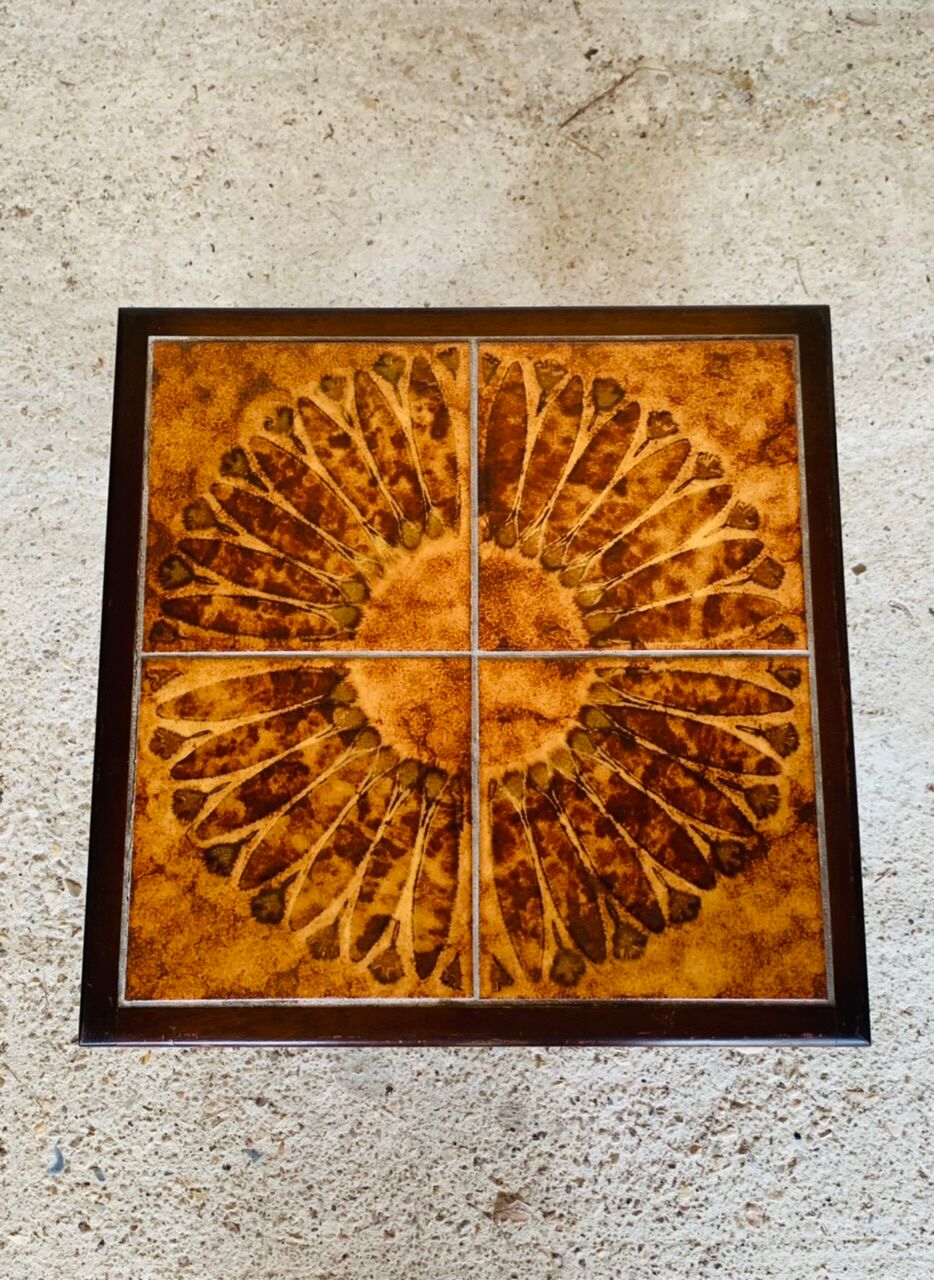 Tables gigognes en teck et céramique, scandinave , années 60