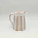100% Handmade Two-Tone Striped Ceramic Pitcher