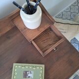 Antique solid wood desk with tiers – metal handles