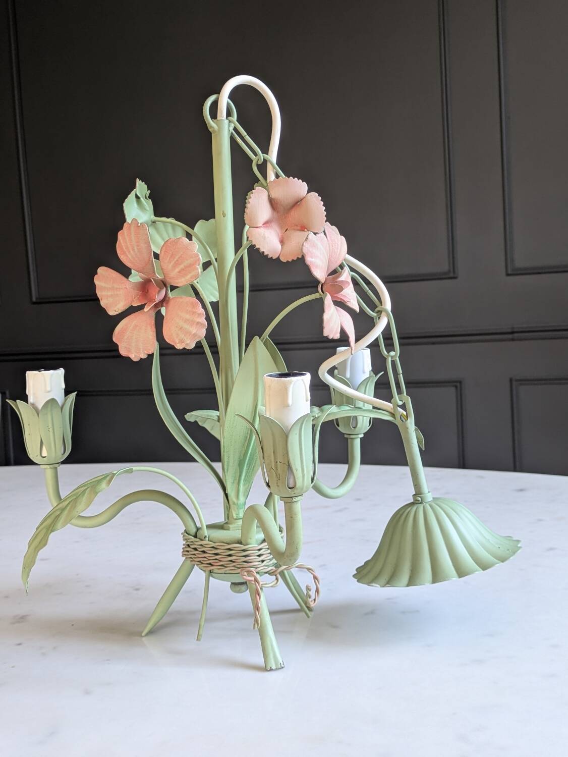 Ancien lustre fleuri italien
