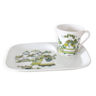 Vintage Figgjo Flint Market, Turi Design, ensemble de petit-déjeuner - tasse et plat, fabriqué en Norvège