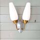 Vintage double wall light in brass and white opaline, 1950s-60s
