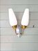 Vintage double wall light in brass and white opaline, 1950s-60s