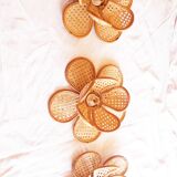 3 hanging lamps in rattan 1980s, rattan and braiding
