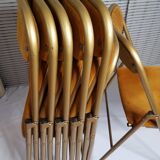 Ensemble de 6 chaises de conférence Souvignet, vintage, en velours safran