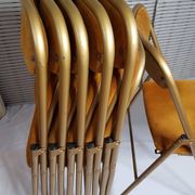 Set of 6 Souvignet conference chairs, vintage, in saffron velvet