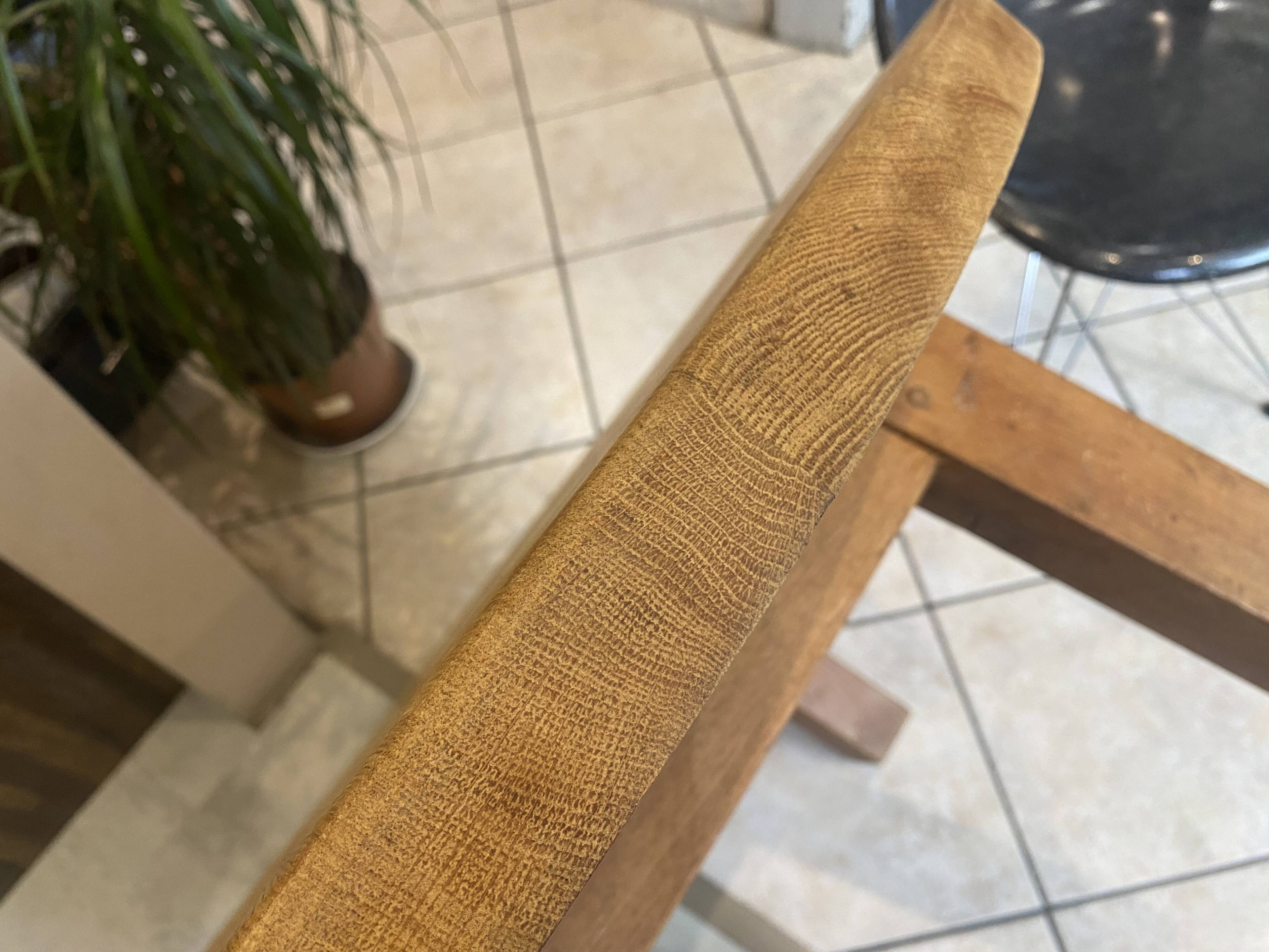 Round coffee table, oak wood, solid oak, 1950.