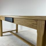 Oak farmhouse table, black top