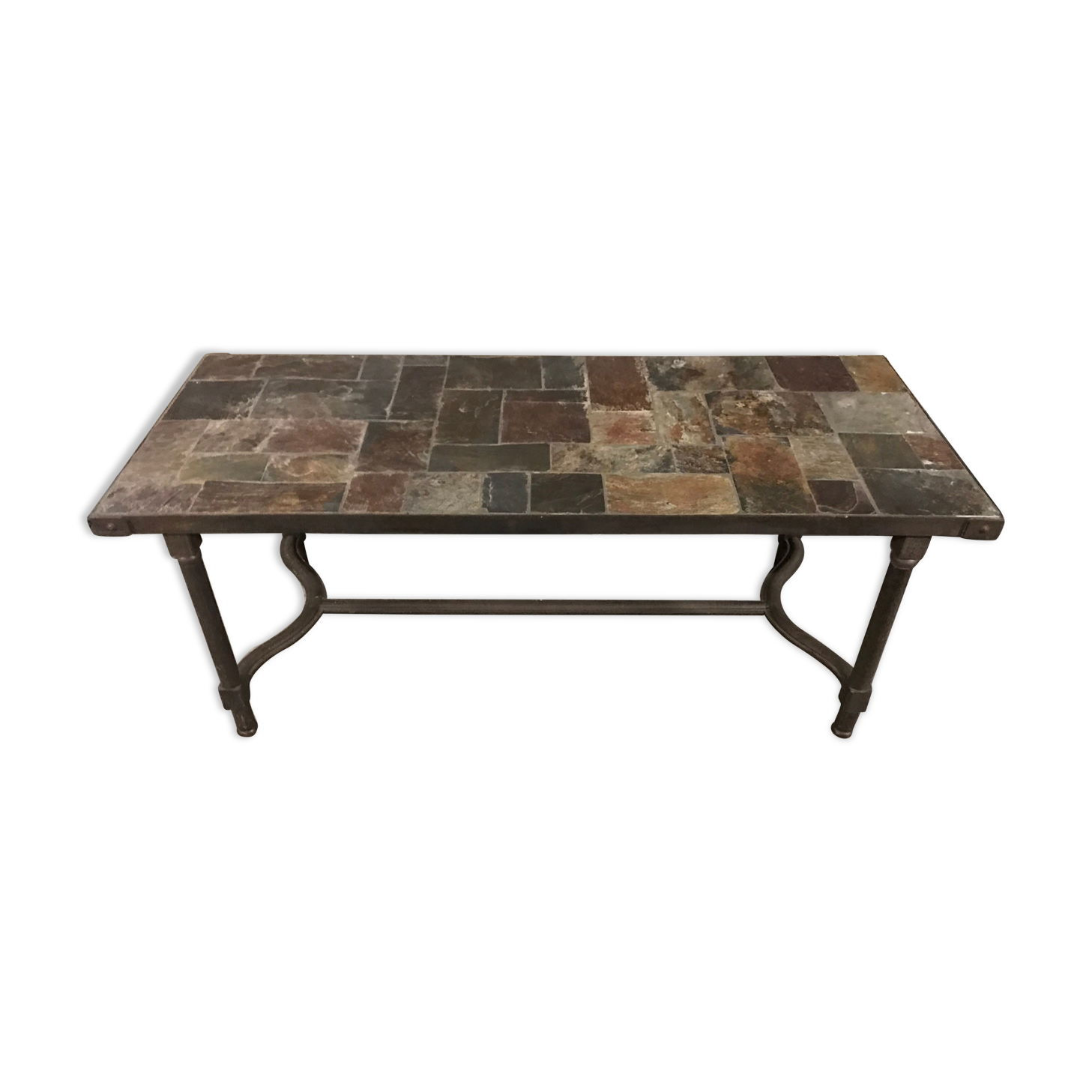 Coffee table in slate and iron 1960