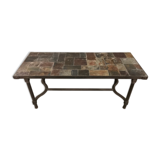 Coffee table in slate and iron 1960