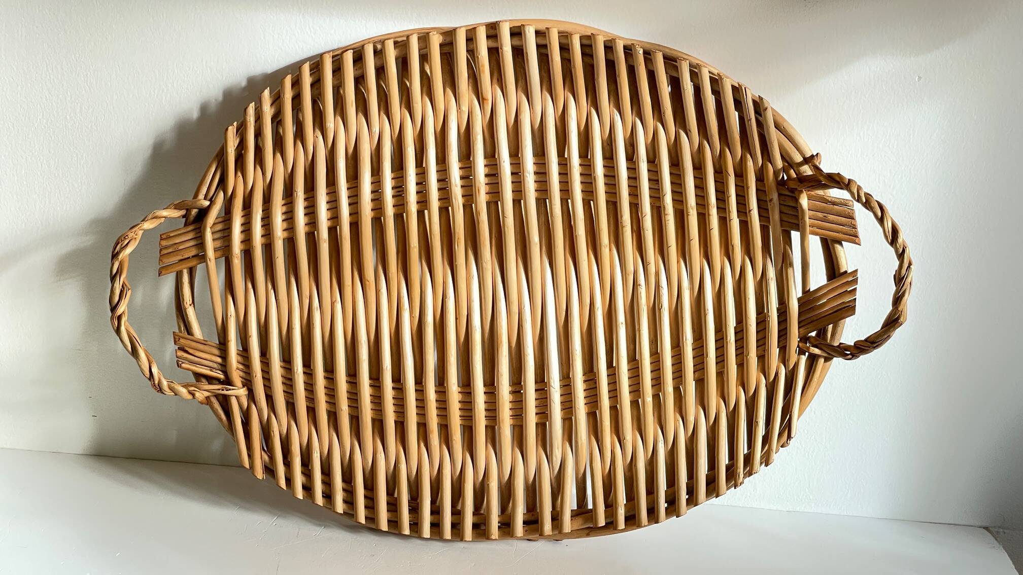 Vintage rattan presentation tray