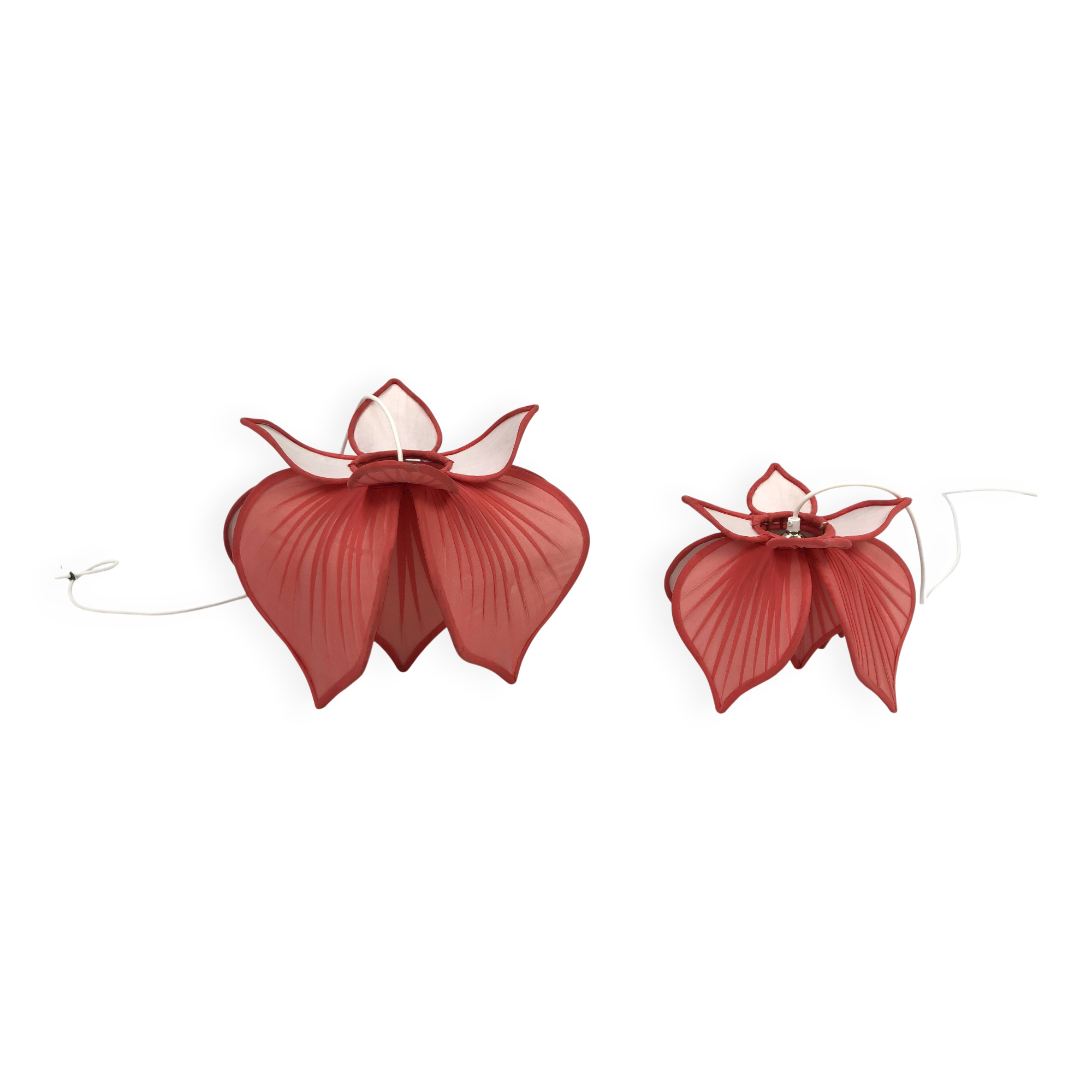 Set of Lotus fabric hanging lamps