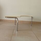 Vintage tripod coffee table in chrome and formica from the 1980s.