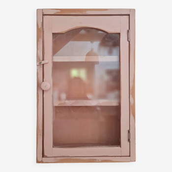 Armoire pharmacie en bois rose patiné