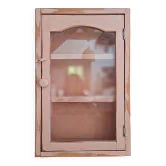 Armoire pharmacie en bois rose patiné