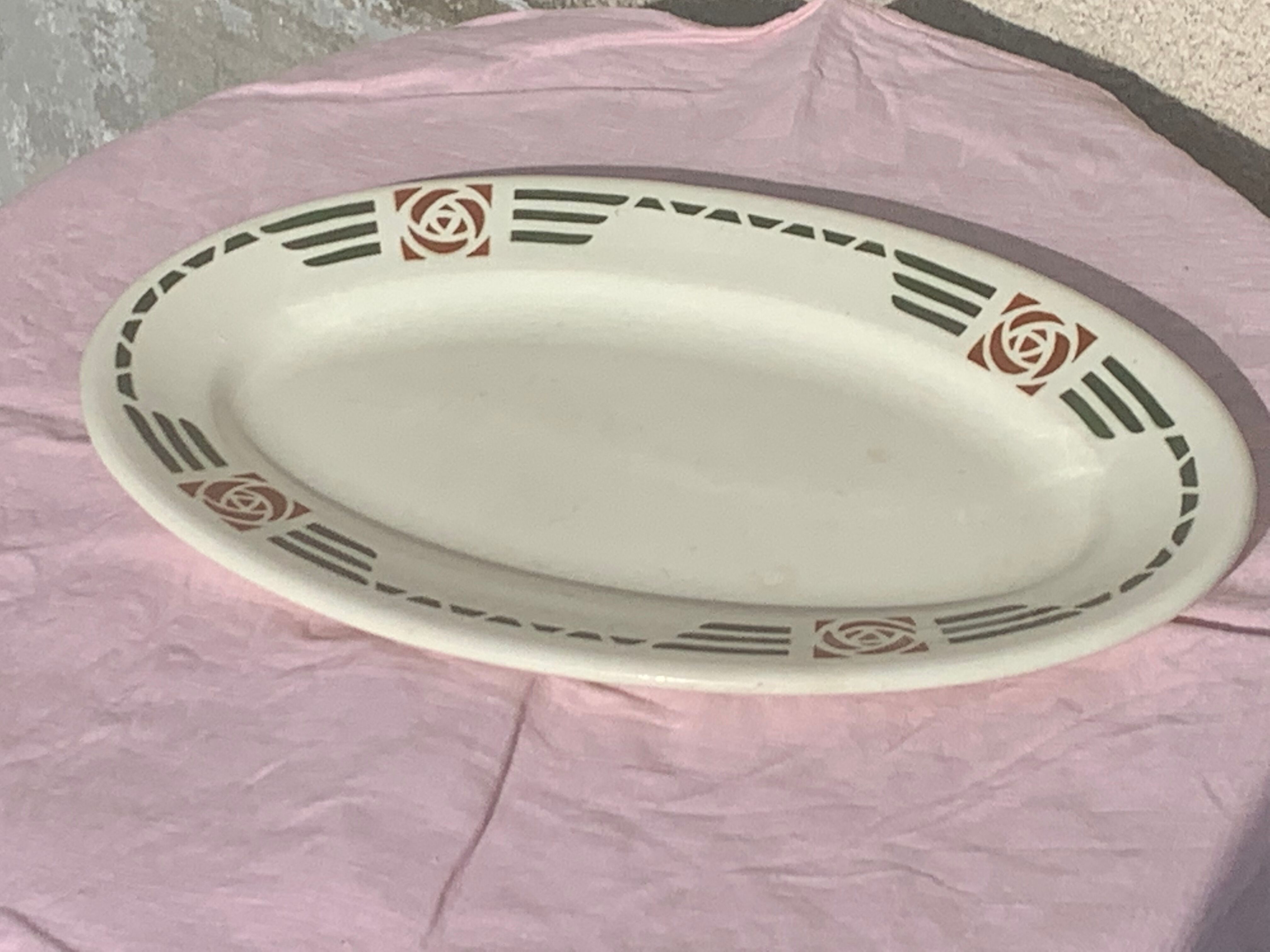 Serving dish in charcoal earthenware model Courbet art deco