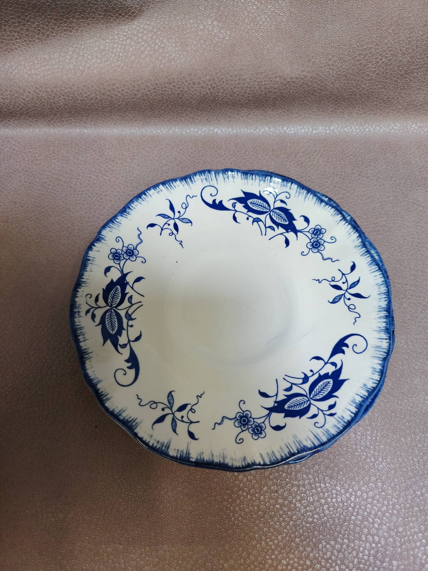 3 dessert plates / saucers Sarreguemines Lancaster blue decoration