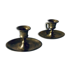 paire de bougeoirs pouciers - laiton