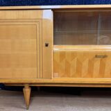 Art Deco sideboard with secret cache in sycamore and marquetry circa 1950