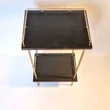 Pair of tables brass gilded blackened trays 1960