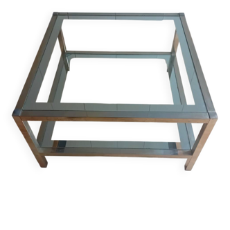 Coffee table, glass and gold metal.