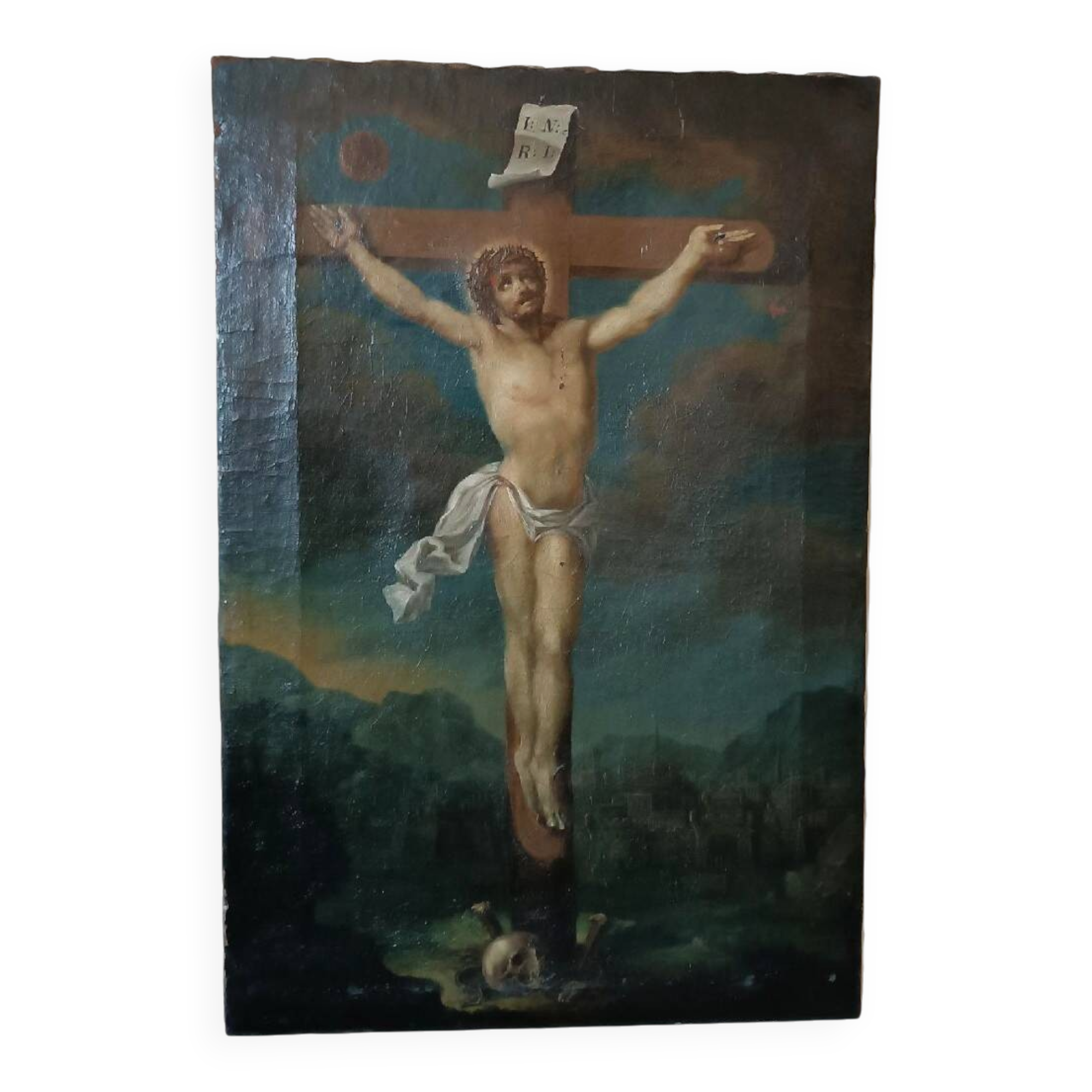 Ancient oil painting "Crucifixion", Italian school, 18th century