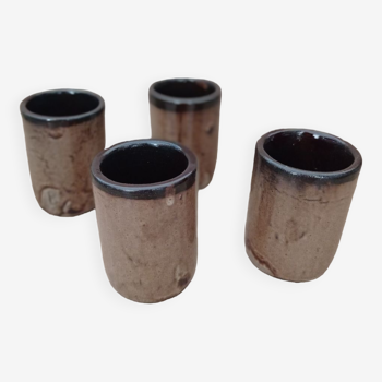 Set of 4 handcrafted and signed ceramic cups