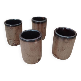 Set of 4 handcrafted and signed ceramic cups