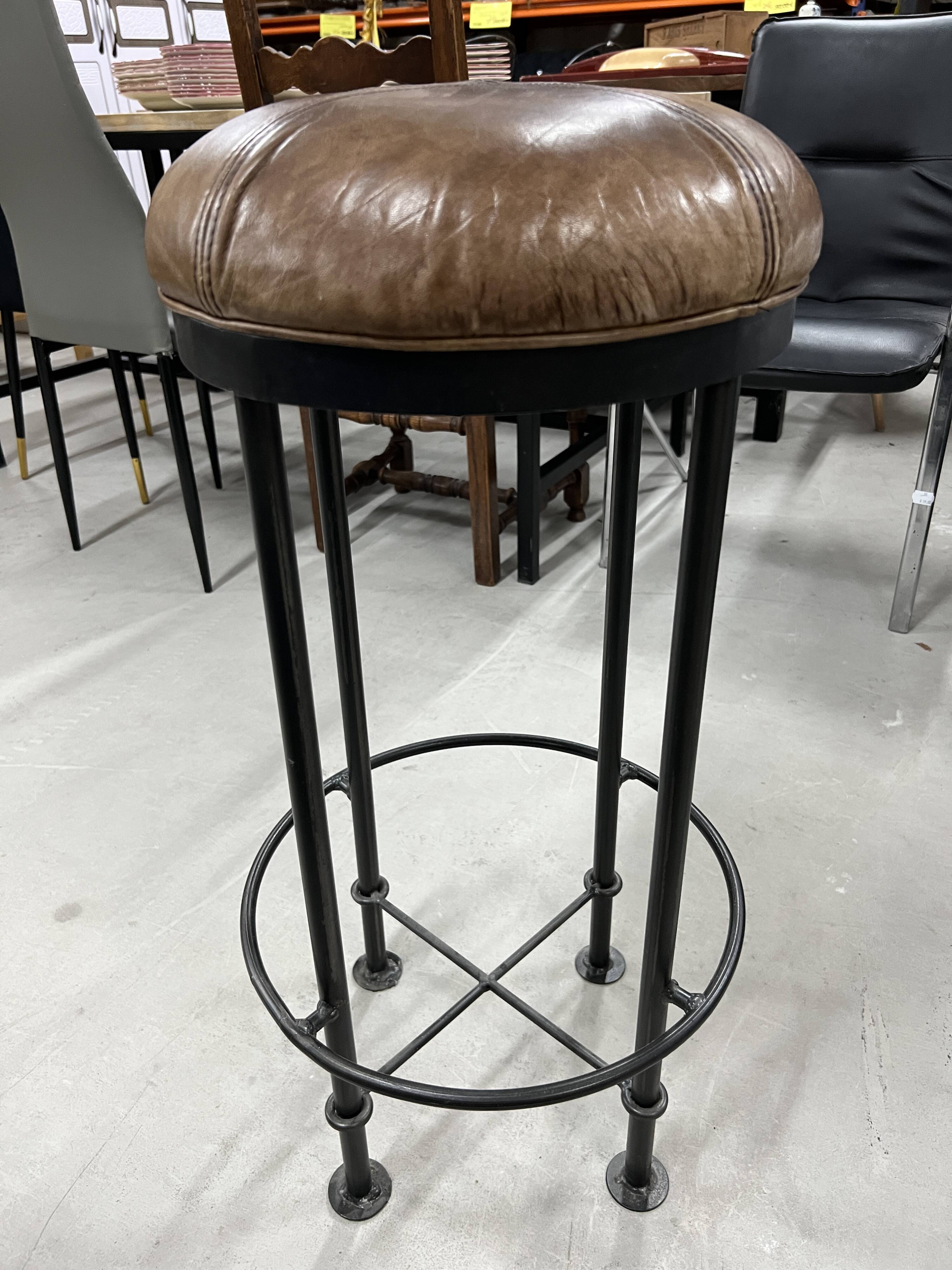 Industrial bar stool and beige leather