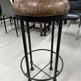 Industrial bar stool and beige leather