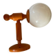 Vintage wooden globe wall light in white glass
