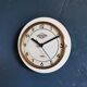 Vintage formica clock round silent wall clock "White Lutetia"