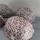 4 Wrought Iron Wall Lights with Flowers and Glass Beads, Murano, Italy, 1930