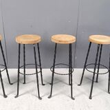 Vintage french wrought iron bar stools, 1960s - set of 4