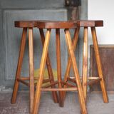 Bar stool X 3, wooden stool, brutalist stool, high stool, die