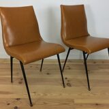 Paire de chaises années 50 pied compas